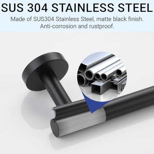 Miyili Matte Black 15.75" Towel Bar SUS 304 Stainless Steel Towel Holder for Bathroom or Kitchen Wall Mount, A01B40A - Image 3