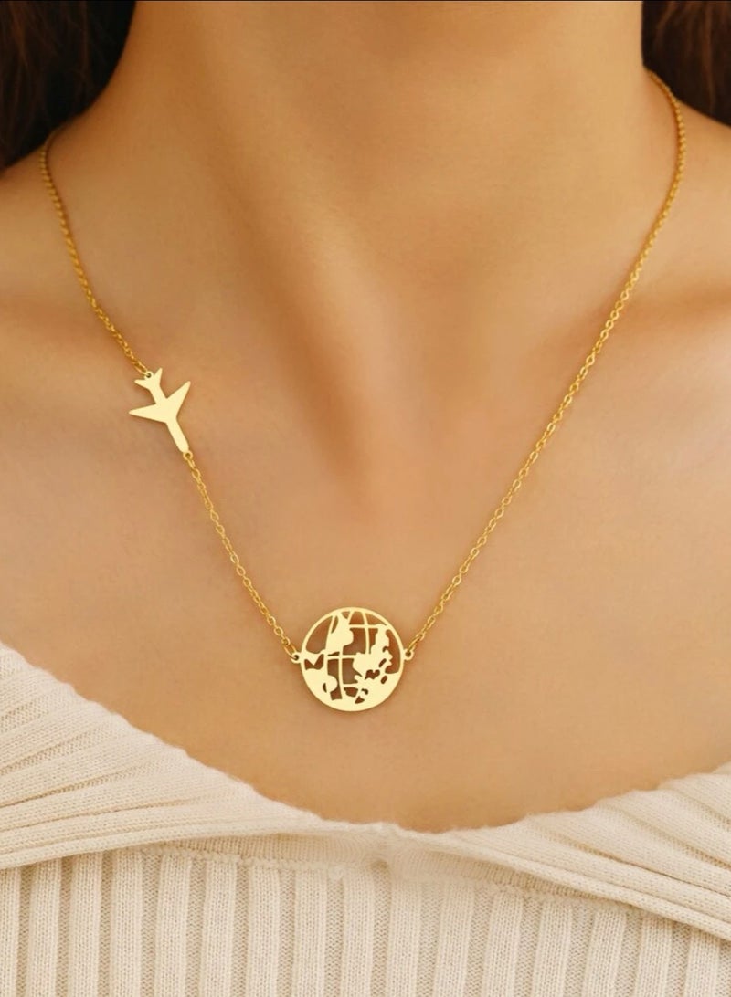 بلو لاين سلسال نسائي أنيق مصنوع من الاستانلس ستيل مطلي باللون الذهبي عيار 18 - Image 1