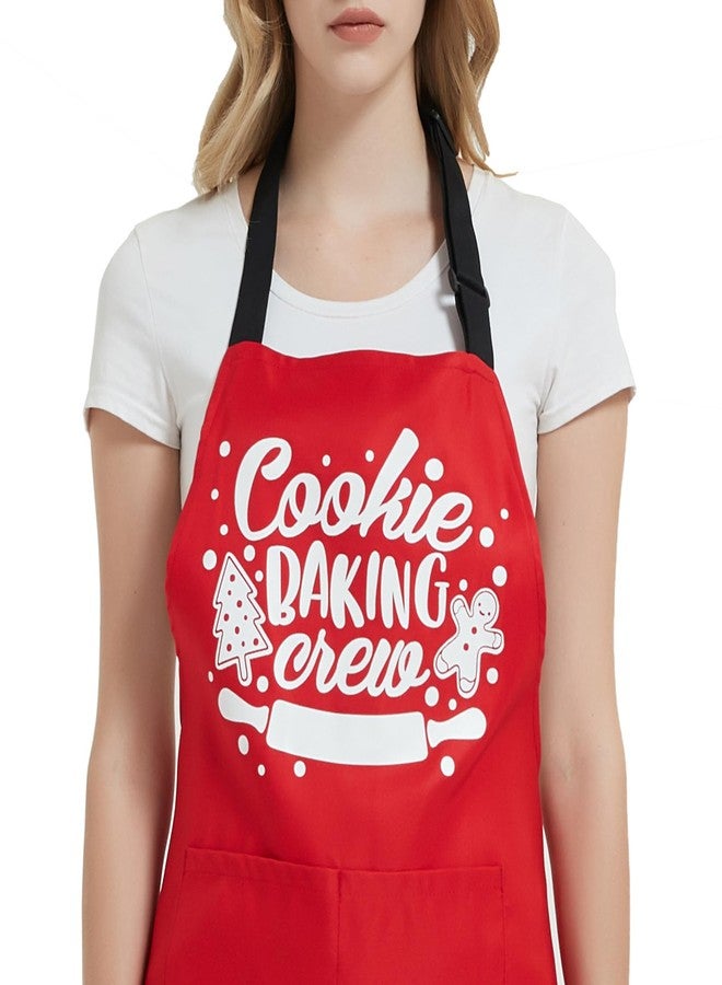 POTALKFREE Christmas Aprons for Women with Pockets, Holiday Aprons for Women Men Baking Cooking Kitchen, Baker Gifts for Xmas Mom Wife Dad Husband Friends - Image 2
