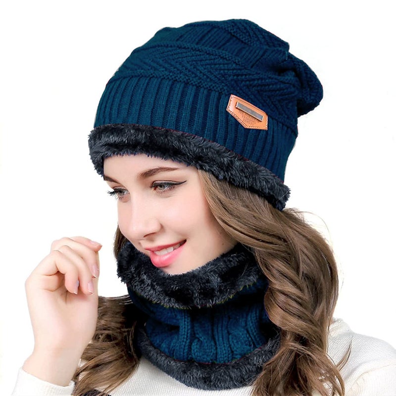 Wearslim قبعات صوف دافئة ®، قبعة رأس مع دفاية رقبة مجموعة قبعات وشالات شتوية للرجال والنساء - Image 1