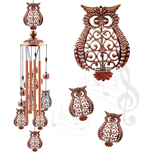 Ukulork Wind Chimes Outdoor Clearance, Ukulork Owl Aluminum Tube Windchime with S Hook,Patio Garden Decor, Housewarming Gift. - Image 1