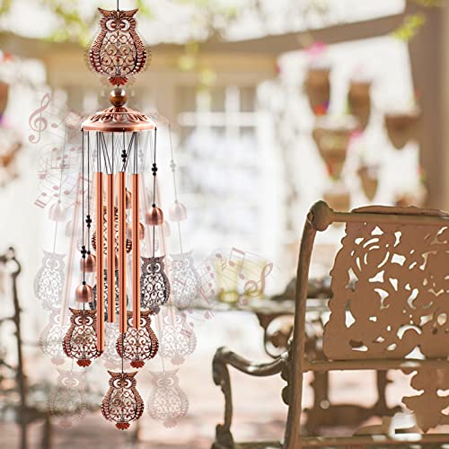 Ukulork Wind Chimes Outdoor Clearance, Ukulork Owl Aluminum Tube Windchime with S Hook,Patio Garden Decor, Housewarming Gift. - Image 5