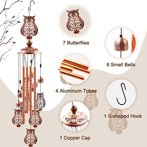 Ukulork Wind Chimes Outdoor Clearance, Ukulork Owl Aluminum Tube Windchime with S Hook,Patio Garden Decor, Housewarming Gift. - Image 2