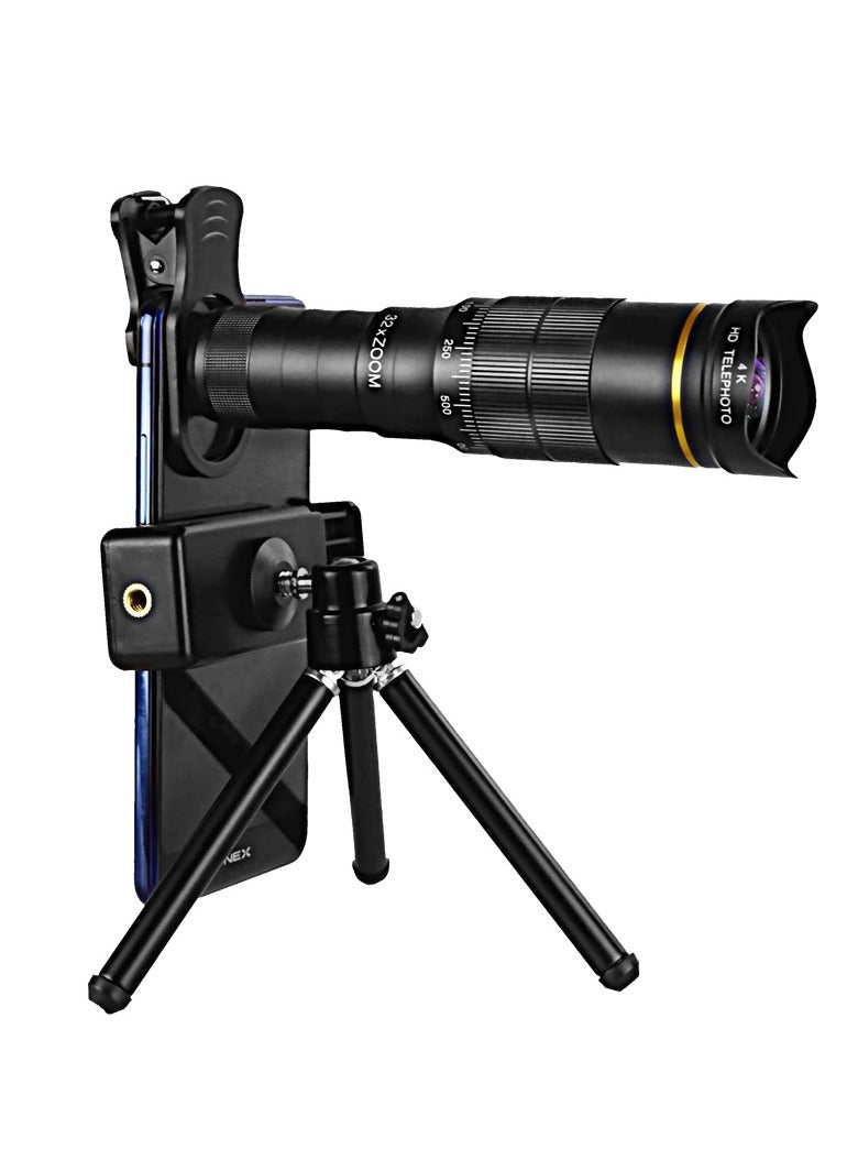 General 32X Zoom Lens with Tripod Cell Phone Telephoto Lens Telescope 0.63X Ultra Wide Angle Lens Large Aperture for Watching Games Concerts Animals  - Image 1