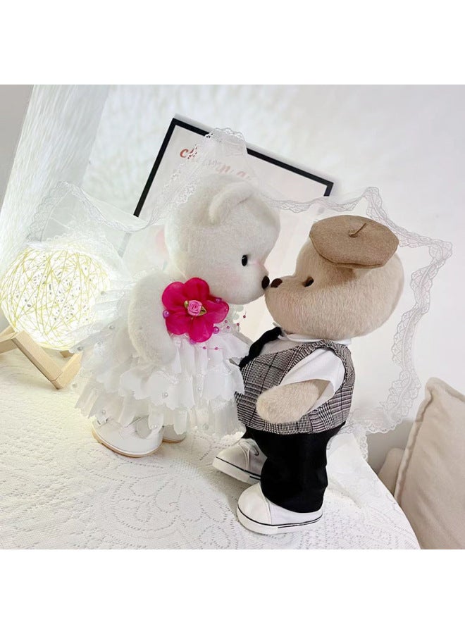 Mini 30cm Only Sells Plush Doll Clothes Cotton Teddy Doll Clothes Bear Baby-Colour:Pink Plush Jumpsuit + Plum Bag Does Not Contain Bears - Image 3