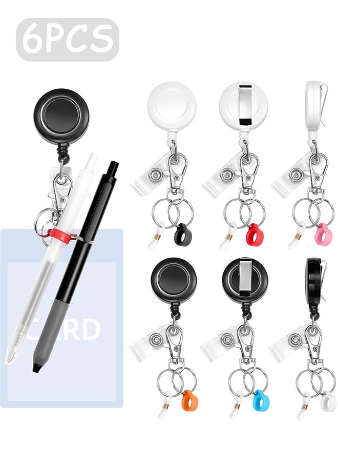 Quantum 6 PCS Pen Holders, Retractable Badge Reel Pen Clip, Nurse ID Badge Holder Lanyard for Office Hospital Accessories - Image 1