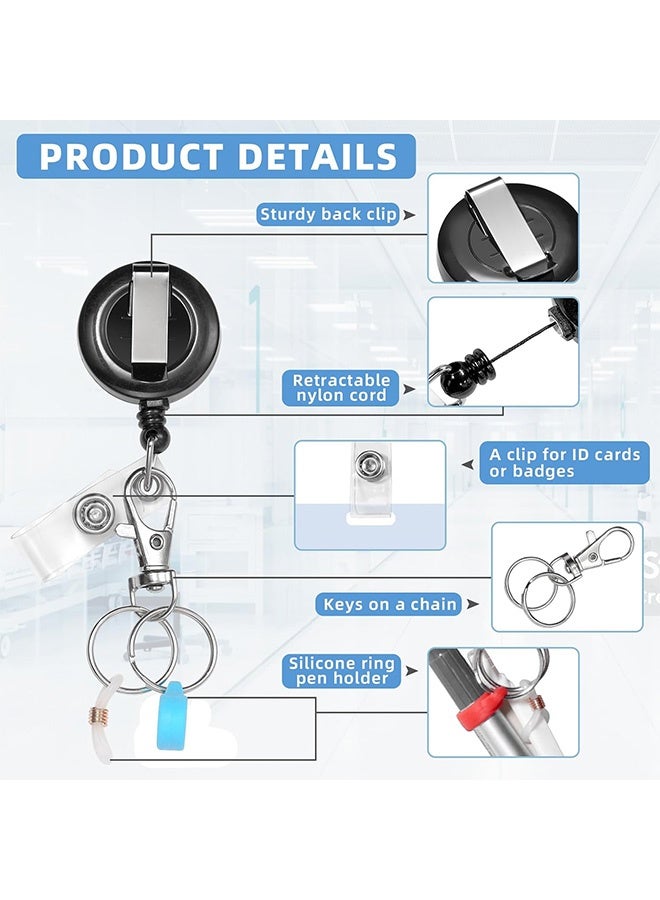 Quantum 6 PCS Pen Holders, Retractable Badge Reel Pen Clip, Nurse ID Badge Holder Lanyard for Office Hospital Accessories - Image 3