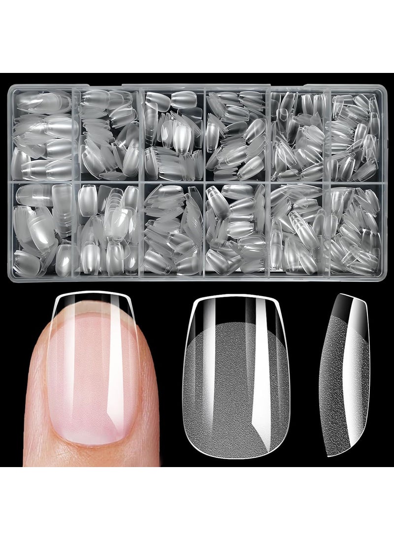 LoveOurHome LoveOurHome 600pc Coffin Gel X Nail Tips Short Clear Fake Nail Full Cover Clear XS Soft Gel False Artificial Fingernails Soft Gel X Nails Tips for Gel Acrylic Nail Extension Press on Nails Making 