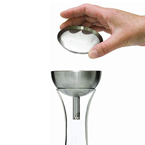 Houdini Wine Decanter with Wine Shower Funnel and Sediment Strainer, Off-White, 10-Inch - ,Glass/Stainless - Image 4