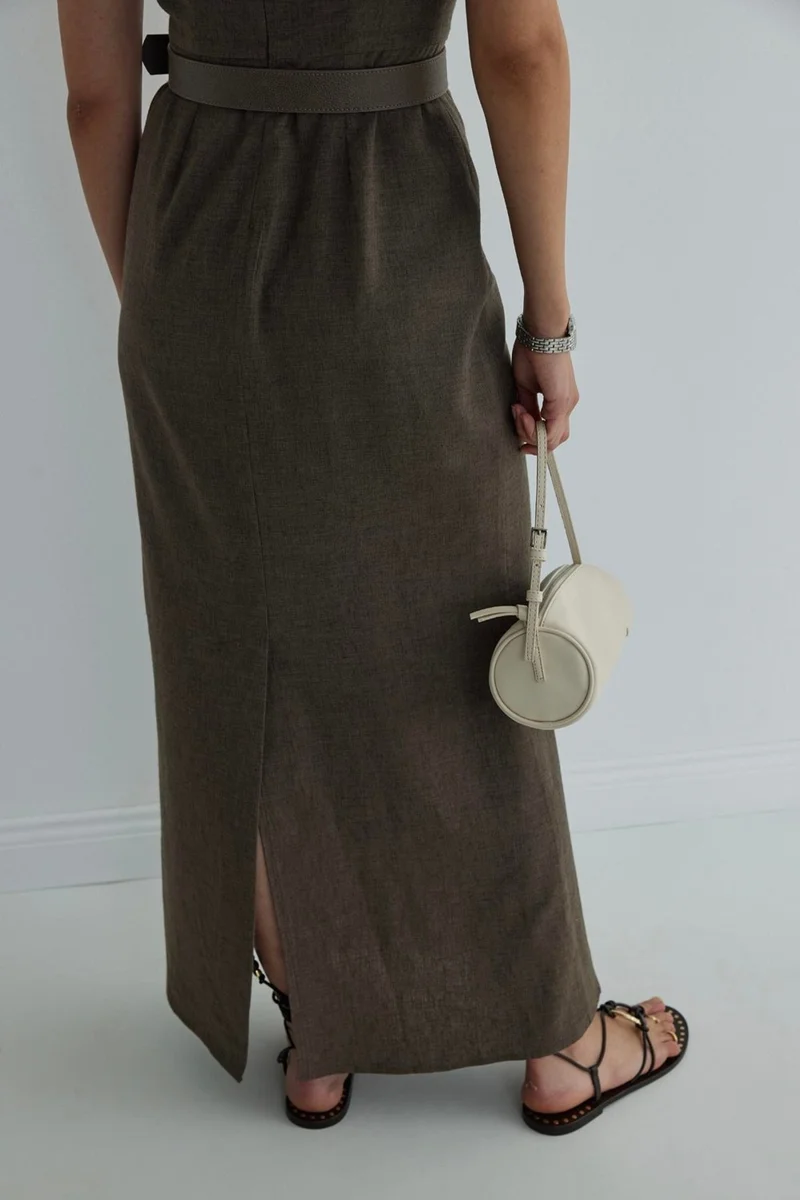 Suud Collection Brown Breeze Knotted Shoulder Dress
