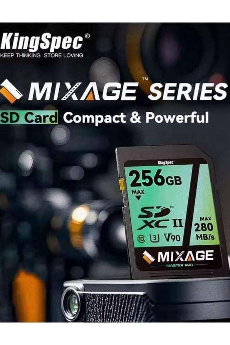 كينجس بيك بطاقة ذاكرة KingSpec Mixage SD سعة 256 جيجابايت من الفئة 10 V30 UHS-II - بطاقة ذاكرة عالية السرعة SDXC سعة 256 جيجابايت لكاميرات 4K/8K وتسجيل الفيديو بطاقة ذاكرة SD فئة 10 V30/ U3 UHS-II - بطاقة ذاكرة عالية السرعة SDXC سعة 256 جيجابايت لكاميرات 4K/8K وتسجيل الفيديو - Image 3