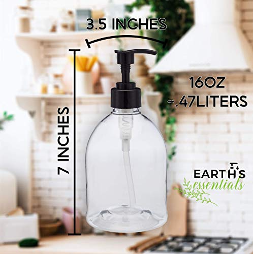 Earth's Essentials (2 Pack) Earth's Essentials Versatile 16 Ounce Refillable Designer Pump Bottles. Excellent Liquid Hand Soap, Homemade Lotion, Shampoo and Massage Oil Dispensers. Shatterproof PET Plastic. - Image 3