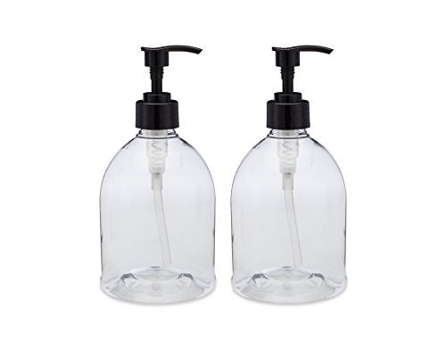 Earth's Essentials (2 Pack) Earth's Essentials Versatile 16 Ounce Refillable Designer Pump Bottles. Excellent Liquid Hand Soap, Homemade Lotion, Shampoo and Massage Oil Dispensers. Shatterproof PET Plastic. - Image 1