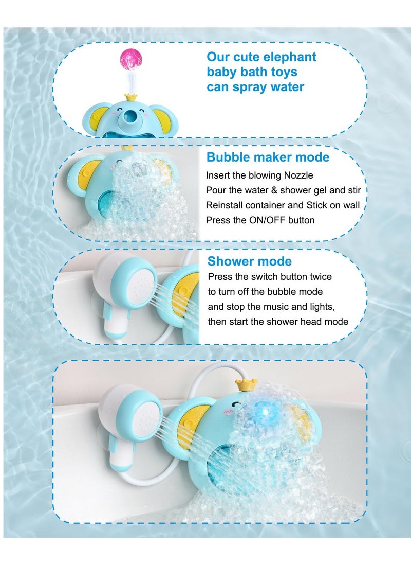 Generic - Baby Bath Toy with Shower Head, Elephant Water Spray Squirt Shower Faucet and Automatic Bubble with Music u0026 Light, Bathtub Water Pump Summer Essentials for Toddlers and Kids Ages 1-3 - Image 1
