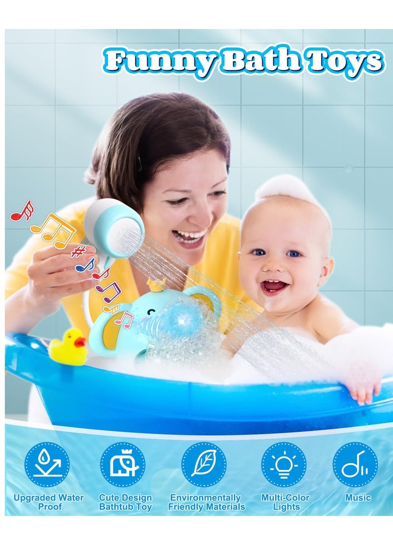 Generic - Baby Bath Toy with Shower Head, Elephant Water Spray Squirt Shower Faucet and Automatic Bubble with Music u0026 Light, Bathtub Water Pump Summer Essentials for Toddlers and Kids Ages 1-3 - Image 1