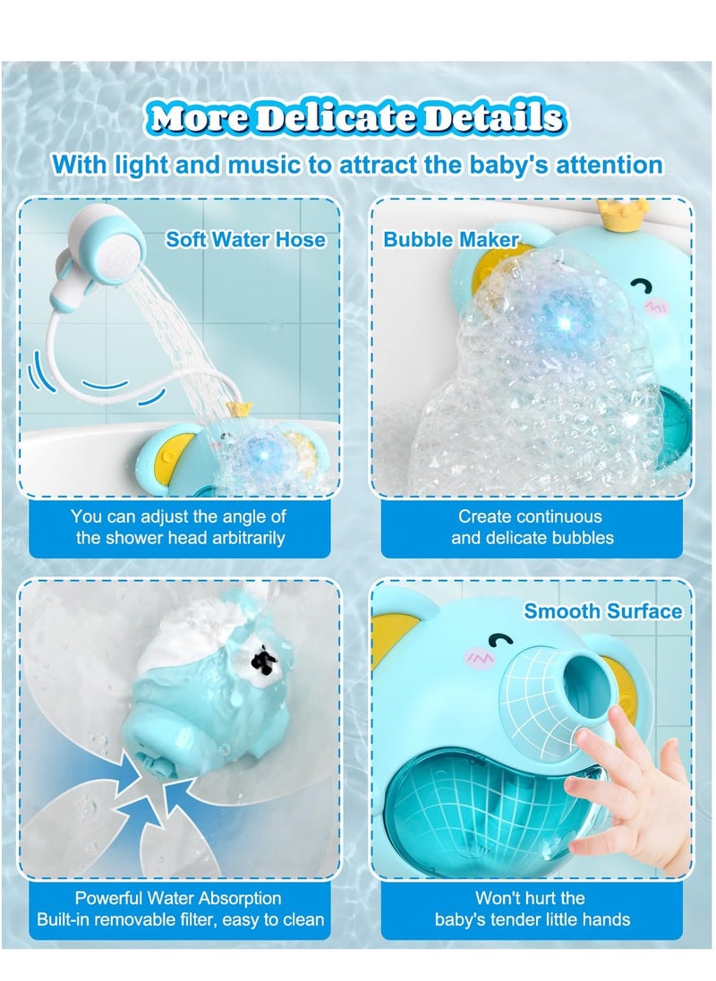 Generic - Baby Bath Toy with Shower Head, Elephant Water Spray Squirt Shower Faucet and Automatic Bubble with Music u0026 Light, Bathtub Water Pump Summer Essentials for Toddlers and Kids Ages 1-3 - Image 1