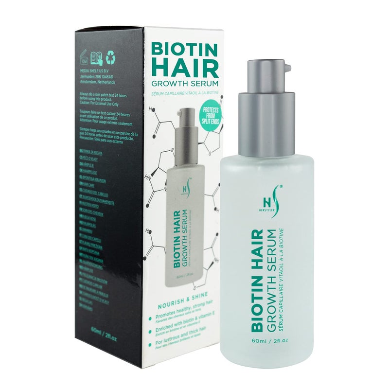 Herstyler Biotin Hair Serum - Hair Growth Serum for Hair Loss - Also Contains Argan Oil - 2 Fl Oz - Pack of 1 - Image 1