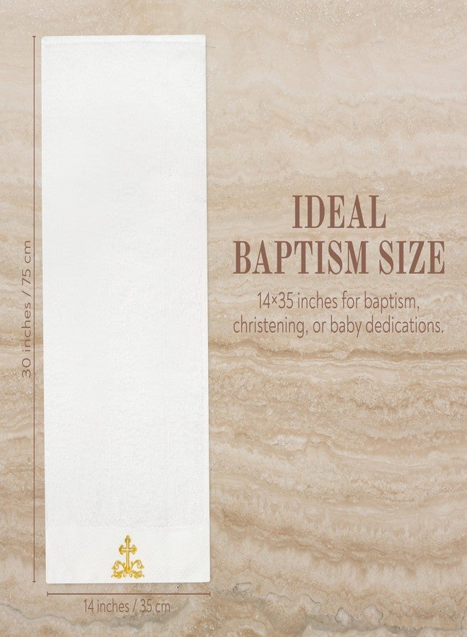 InnoBeta Baptism Christening Gifts, Hand Kitchen Bathroom Towel 2 Pack, 14 x 30 in Cotton Towel, Cross and Dove Embroidery - Image 3