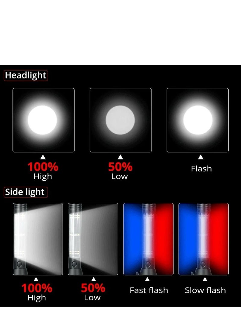 Multifunctional Torch LED Flash Light Solar Power Torch Ultra Bright Flashlight USB Rechargeable Lamp with Safety Hammer and Alarm - Image 4