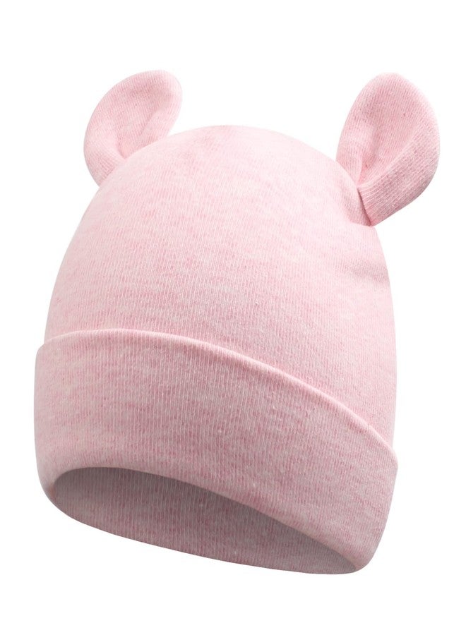 Pesaat Original Cotton Newborn Beanies Striped Cute Baby Hat for Boys Girls Bear Ears Infant Beanie 2-Pack (Bear(Pink+Pink Striped)) - Image 2