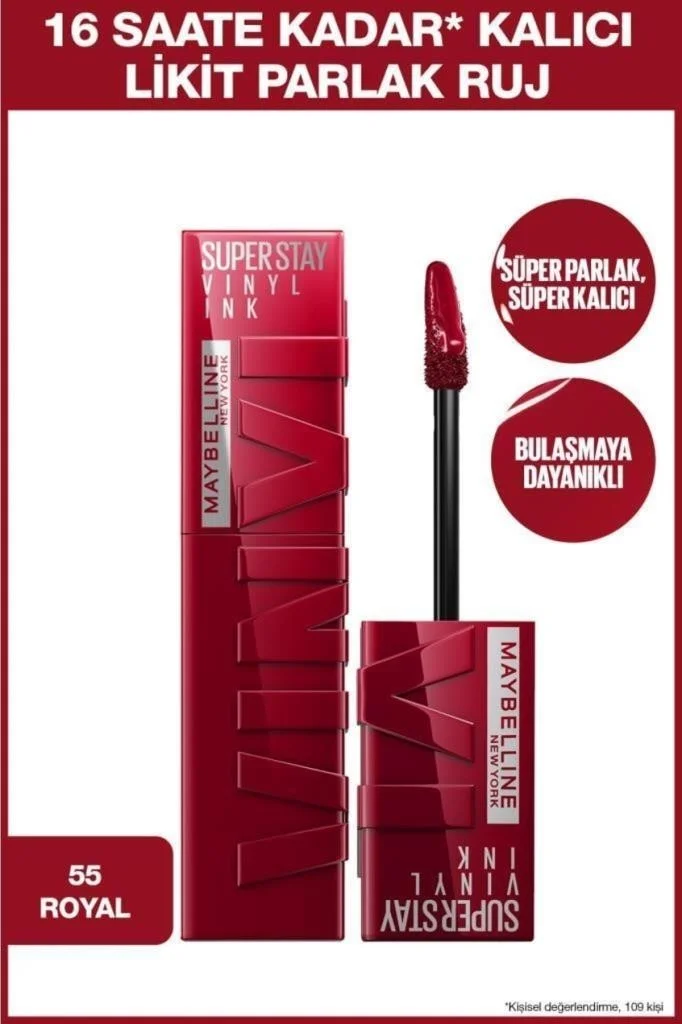 MAYBELLINE NEW YORK Super Stay Vinyl Ink Long Lasting Liquid Shiny Lipstick 55 Royal