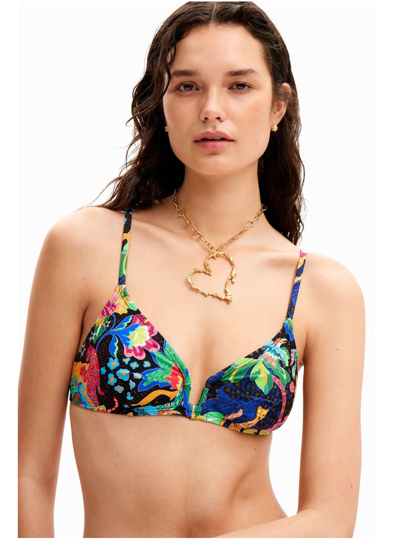 DESIGUAL - Jungle design triangle bikini top - Image 1