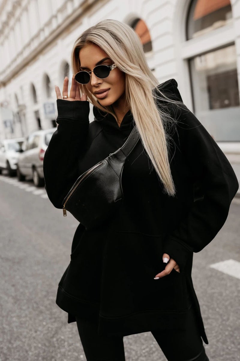 2024 autumn and winter new cross-border Amazon wish AliExpress European and American womens long sleeve solid color hooded split vests Gray - Image 2