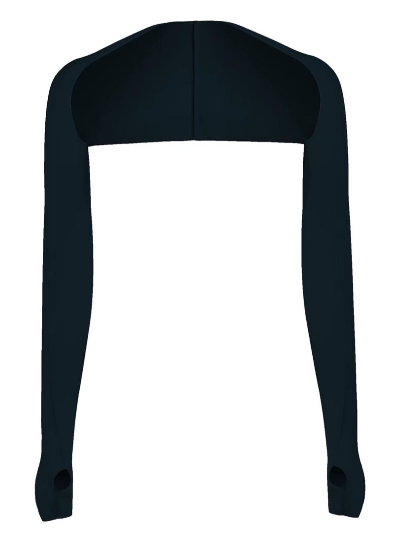AGD - Cooling Shoulder Wrap, Arm Wrap, and Sun Protection Sleeves for Women and Men with Finger Hole for Golfing, Driving, Riding, and Fishing - Black - Image 1