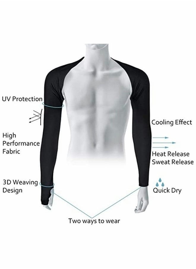 AGD - Cooling Shoulder Wrap, Arm Wrap, and Sun Protection Sleeves for Women and Men with Finger Hole for Golfing, Driving, Riding, and Fishing - Black - Image 1