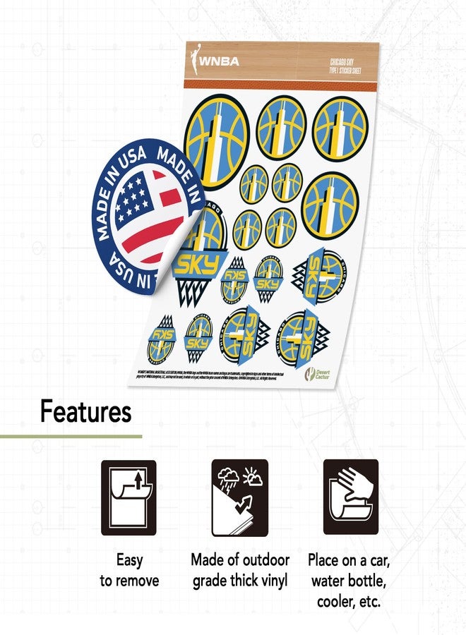 Desert Cactus Chicago Sky Sticker WNBA Women's National Basketball Association Officially Licensed Vinyl Decal Laptop Water Bottle Car Scrapbook 6.65x4.06 Sheet (Type 1-1) - Image 4