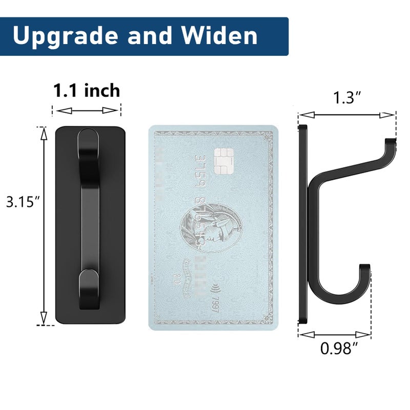 pickpiff Wall Hooks for Coat and Towel: 13LB Strong Adhesive Door Hanger Stick on, Black 4 Pack - Image 4