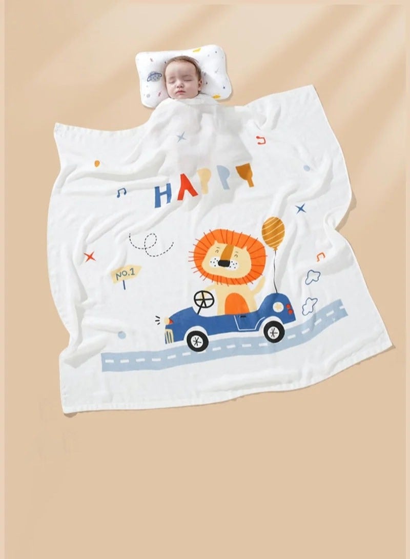 ميكسد تنفس الخيزران الألياف بطانية الطفل مع شكل وسادة ، بطانية السفر الطفل المولود الجديد الفتيان والفتيات منشفة حمام ، 110 * 110cm - Image 1