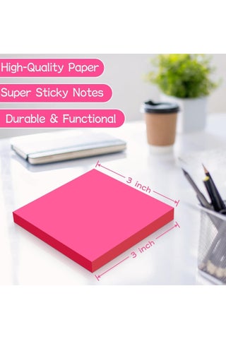 Sticky Notes 76mm x 76mm – 500 Sheets – Self Adhesive Sticky Pads for Office, School, Home & Study – Strong Stick Notepads for Planner, Reminder, To-Do List – Writable Paper Notes for Desk & Organizer - view 3