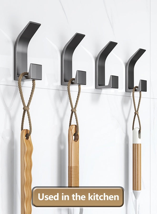 5 Pack Wall Hooks for Coat and Towel, Adhesive Door Hanger Stick on, Towel Hooks For Bathrooms,Shower Hooks for Wall,Door Hooks Hanging Towel, Kitchen Hook (Grey) - Image 2