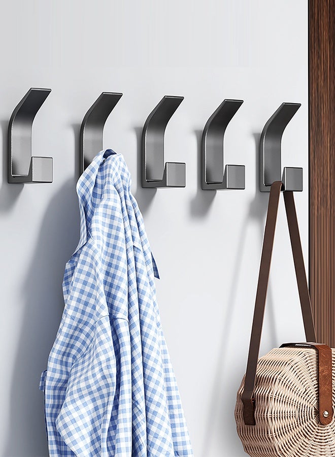 5 Pack Wall Hooks for Coat and Towel, Adhesive Door Hanger Stick on, Towel Hooks For Bathrooms,Shower Hooks for Wall,Door Hooks Hanging Towel, Kitchen Hook (Grey) - Image 3