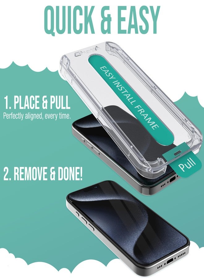 Smartish® iPhone 16 Screen Protector - 2-Pack Tempered Glass Screen Protectors - Tuff Sheet - 9H Easy Install Frame [Scratch Resistant] Case-Friendly- Dynamic Island for Apple iPhone 16 Clear - Image 2