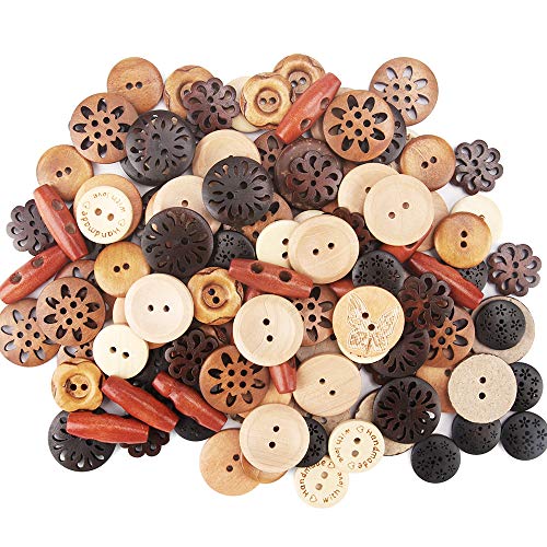 Meifuly Assorted Handmade Buttons, 120Pcs Wooden Buttons Art DIY Craft Supplies with Box - Image 5