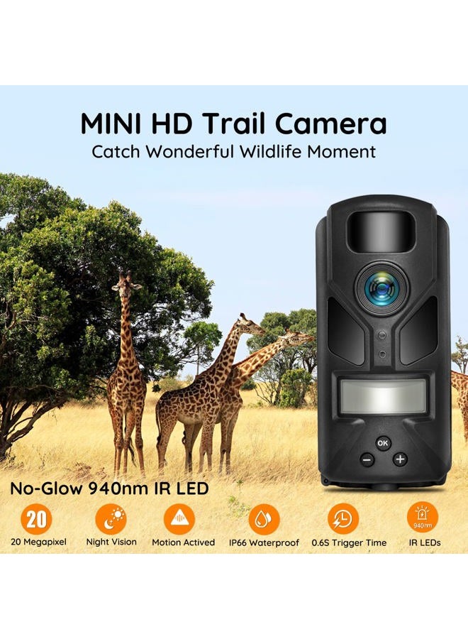 OUTDOOR EXPERT 20MP Mini Trail Camera, 1080P Hunting Camera with No Glow 940nm Night Vision Motion Activated IP66 Waterproof, 80ft Illumination Range for Wildlife Monitoring, Outdoor Use - Image 2