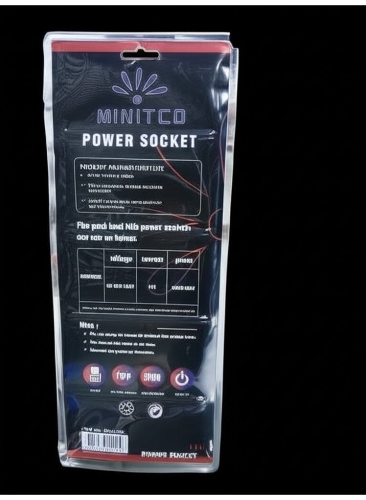 MINITCO MI-U8054 USB Power Strip – 4 Universal Outlets + 3 USB Ports (2x USB-A + Type-C), 3m Cord with White Lead, Black Housing, Surge Protector, 2500W, 220-240V - Image 5