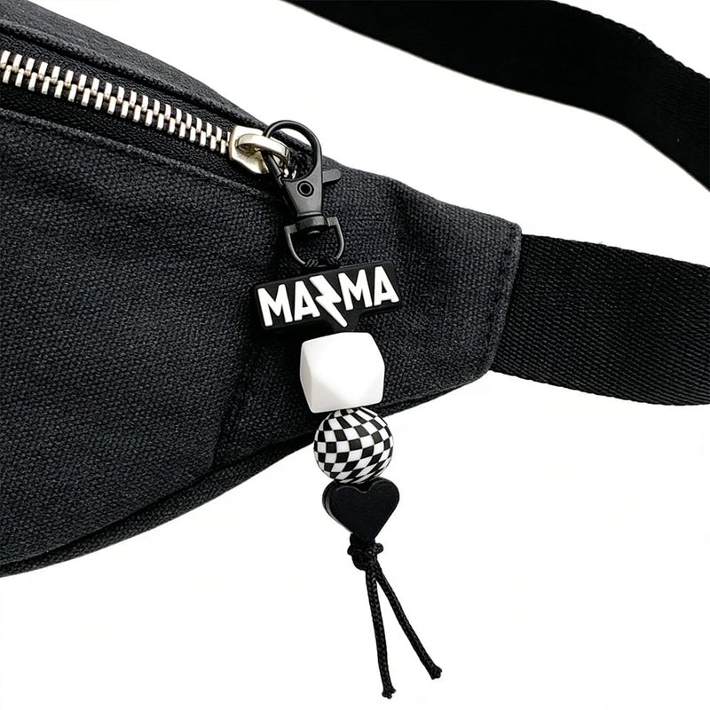 Jgrprlq Mama Keychain Checkered Black Mom Key Ring for Car Keys Purse Backpack Mom Birthday Gifts Mothers Day Gift - Image 3