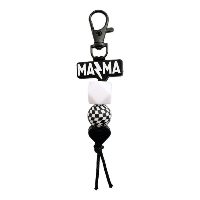 Jgrprlq Mama Keychain Checkered Black Mom Key Ring for Car Keys Purse Backpack Mom Birthday Gifts Mothers Day Gift - Image 1