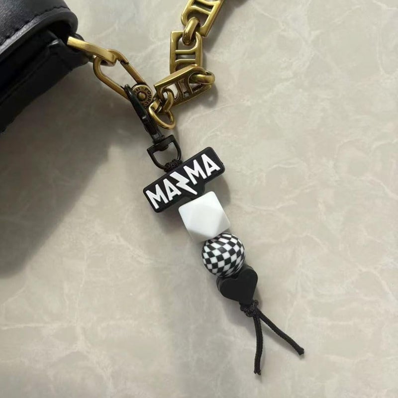 Jgrprlq Mama Keychain Checkered Black Mom Key Ring for Car Keys Purse Backpack Mom Birthday Gifts Mothers Day Gift - Image 2