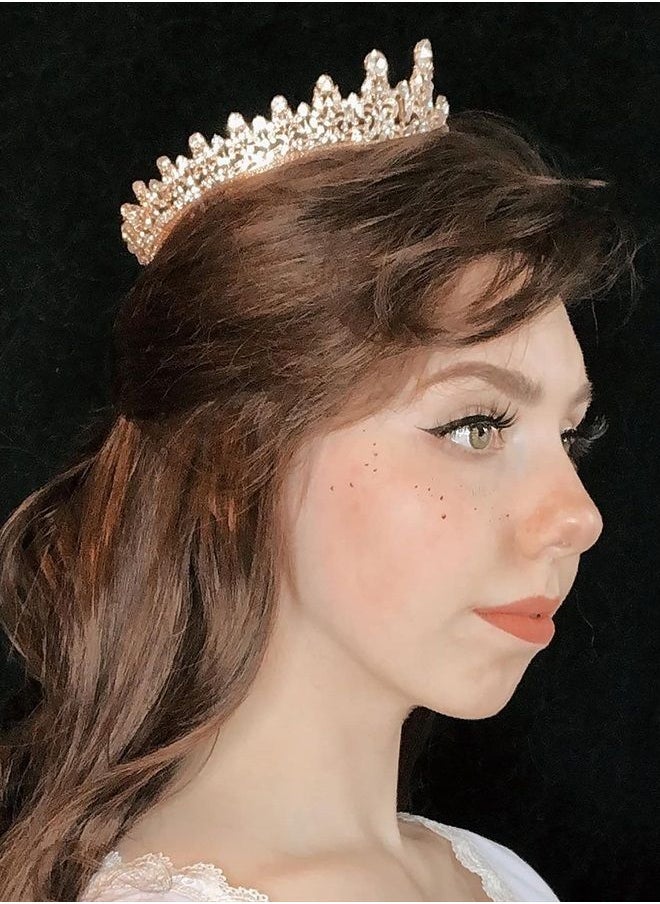 SWEETV - Full Round Tiaras and Crowns for Women, Wedding Tiara for Bride, Crystal Queen Crown for Pageant Birthday Party Cake Topper, Rose Gold - Image 1