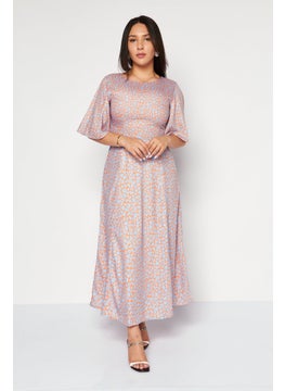 French Connection Women Allover Print Tie Waist Midi Dress, Light Blue  - Image 1