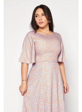 French Connection Women Allover Print Tie Waist Midi Dress, Light Blue  - Image 2