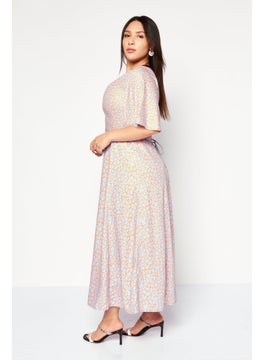 French Connection Women Allover Print Tie Waist Midi Dress, Light Blue  - Image 4