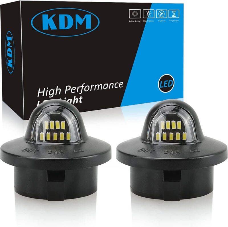 KDM LED License Plate Lights for Ford F-Series and Ranger - 6000K White, 2pc Pack - Image 1