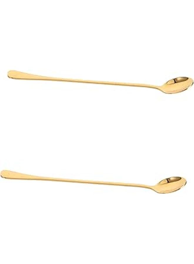 Long Handled Stainless Steel Cocktail Stirrer Spoon Gold Bar Mixing Tool Easy Clean - Image 1