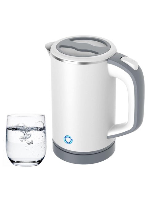 غلاية السفر خفيفة الوزن ، 800 مل غلايات كهربائية من الفولاذ المقاوم للصدأ غلايات كهربائية سريعة الغليان غلايات كهربائية هادئة لرحلة العمل والسفر (أبيض)