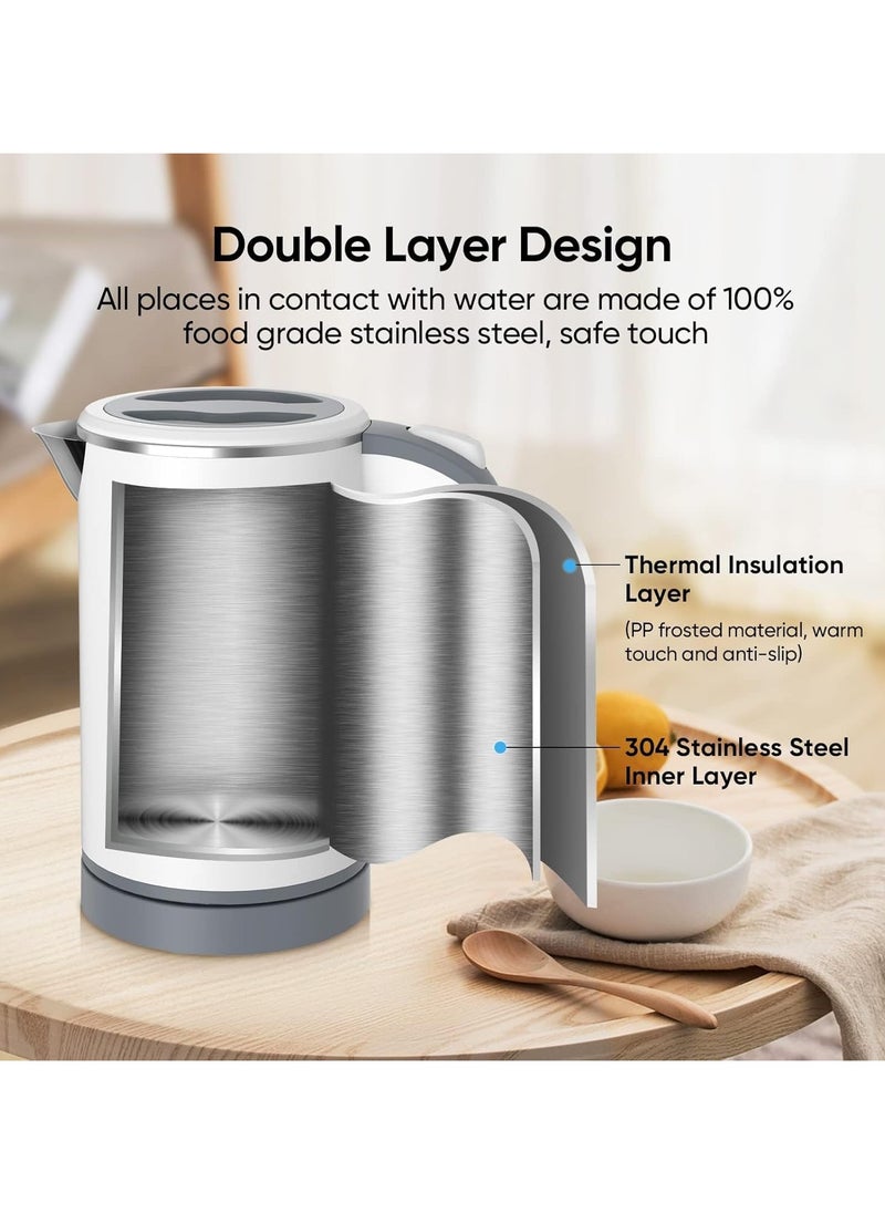 Generic - Travel Kettle Lightweight Small,800ml Kettles Electric Stainless Steel Electric Kettles Fast Boil Quiet Electric Kettles for Business Trip, Travel (White) - Image 1